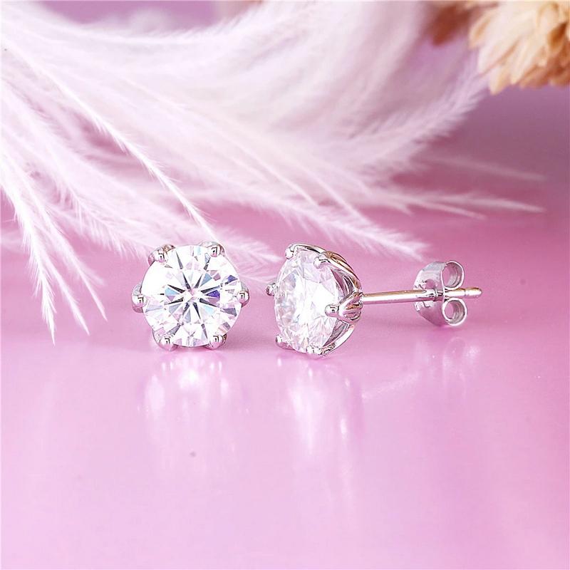 925 Sterling Silver Round Cut Cubic Zirconia Stud Earrings