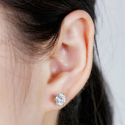 925 Sterling Silver Round Cut Cubic Zirconia Stud Earrings