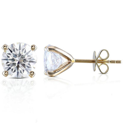 925 Sterling Silver Round Cut Cubic Zirconia Simple Stud Earrings