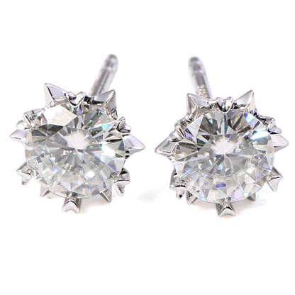 925 Sterling Silver Round Cut Cubic Zirconia Classic Stud Earrings