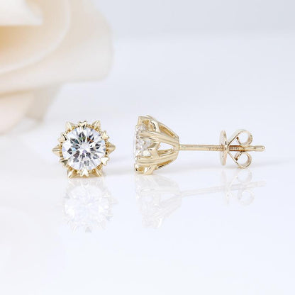 925 Sterling Silver Round Cut Cubic Zirconia Classic Stud Earrings