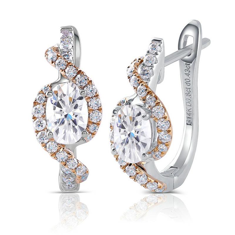 925 Sterling Silver Oval Cut Cubic Zirconia Unique Clip Earrings