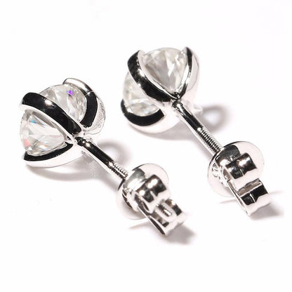 925 Sterling Silver Round Cut Cubic Zirconia Stud Earrings