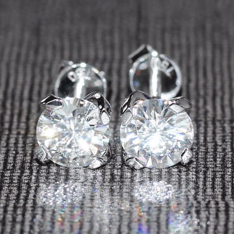 925 Sterling Silver Round Cut Cubic Zirconia Stud Earrings