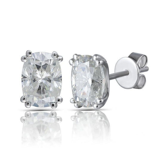 925 Sterling Silver Cushion Cut Cubic Zirconia Simple Stud Earrings