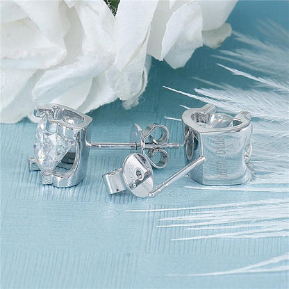 925 Sterling Silver Round Cut Cubic Zirconia Classic Stud Earrings