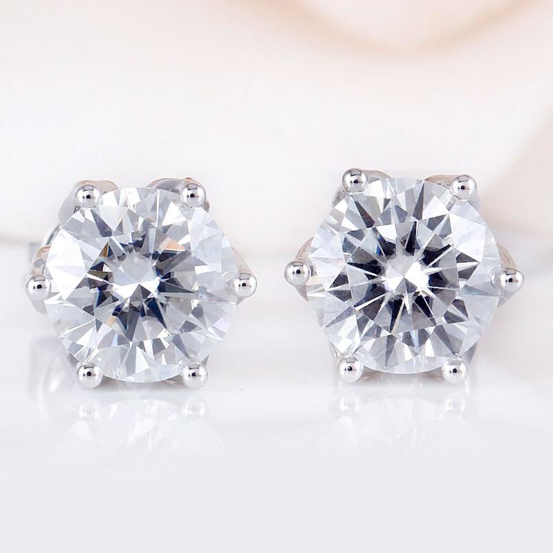 925 Sterling Silver Round Cut Cubic Zirconia Lotus Shaped Stud Earrings