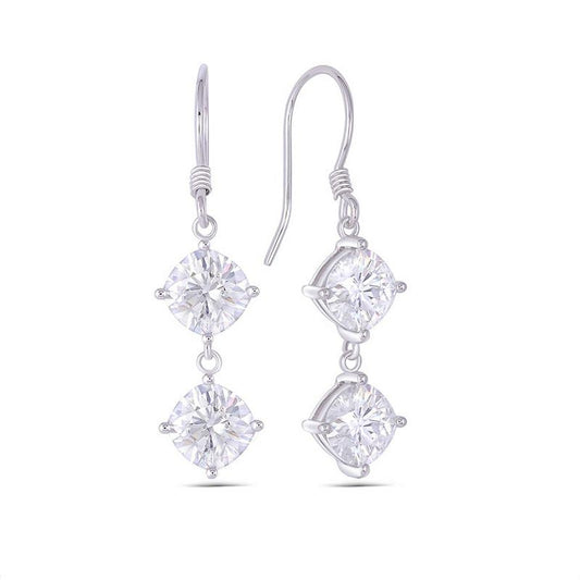 925 Sterling Silver Cushion Cut Cubic Zirconia Hook Stud Earrings