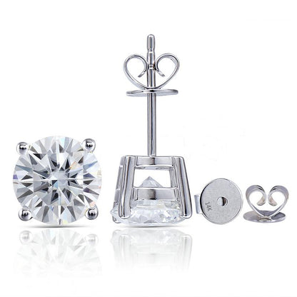 925 Sterling Silver Round Cut Cubic Zirconia Classic Stud Earrings