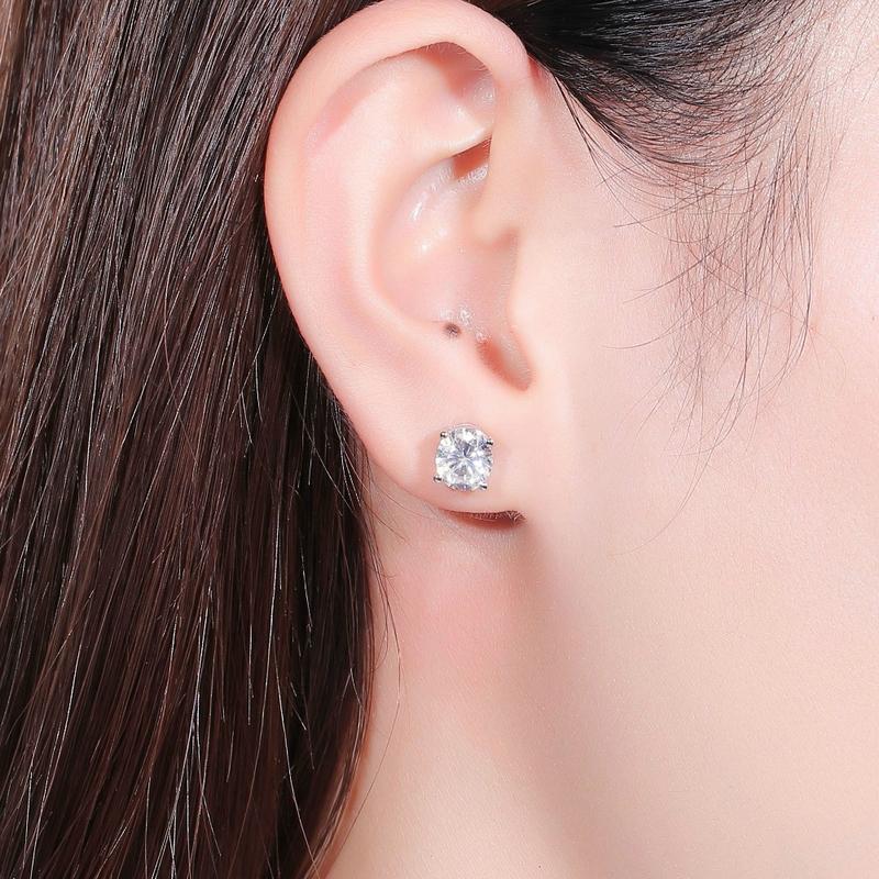 925 Sterling Silver Oval Cut Cubic Zirconia Stud Earrings