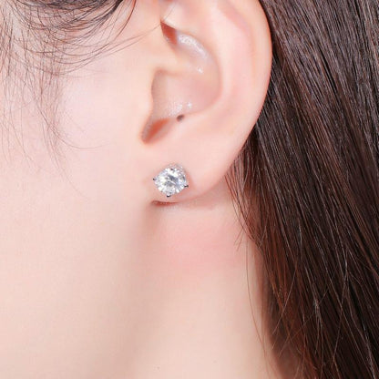 925 Sterling Silver Oval Cut Cubic Zirconia Stud Earrings