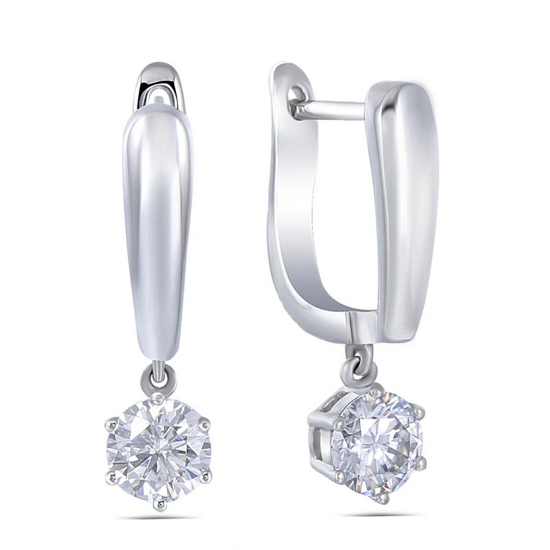 925 Sterling Silver Round Cut Cubic Zirconia Drop Earrings