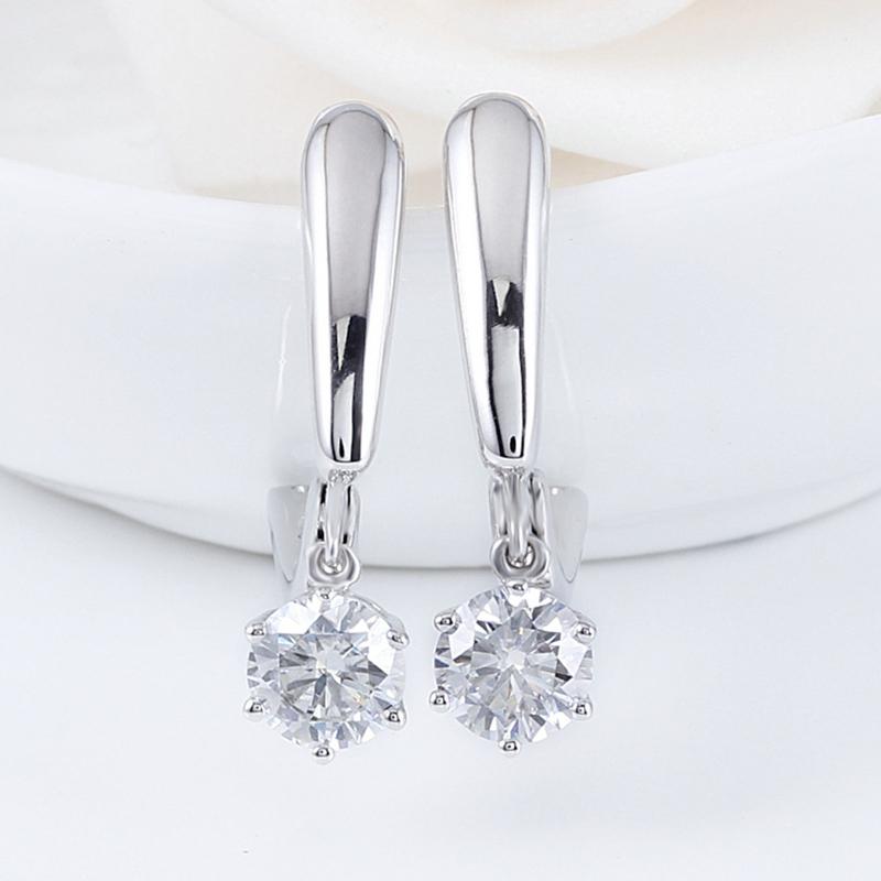 925 Sterling Silver Round Cut Cubic Zirconia Drop Earrings