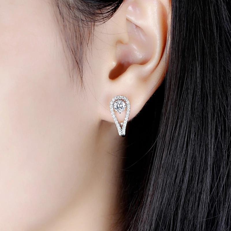 925 Sterling Silver Round Cut Cubic Zirconia Clip Earrings