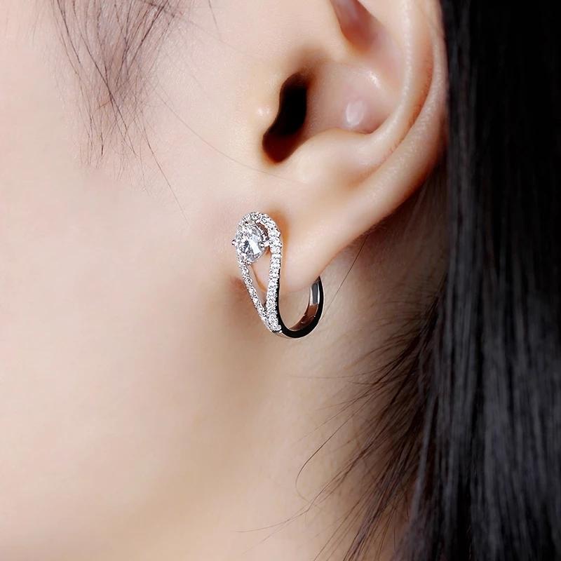 925 Sterling Silver Round Cut Cubic Zirconia Clip Earrings