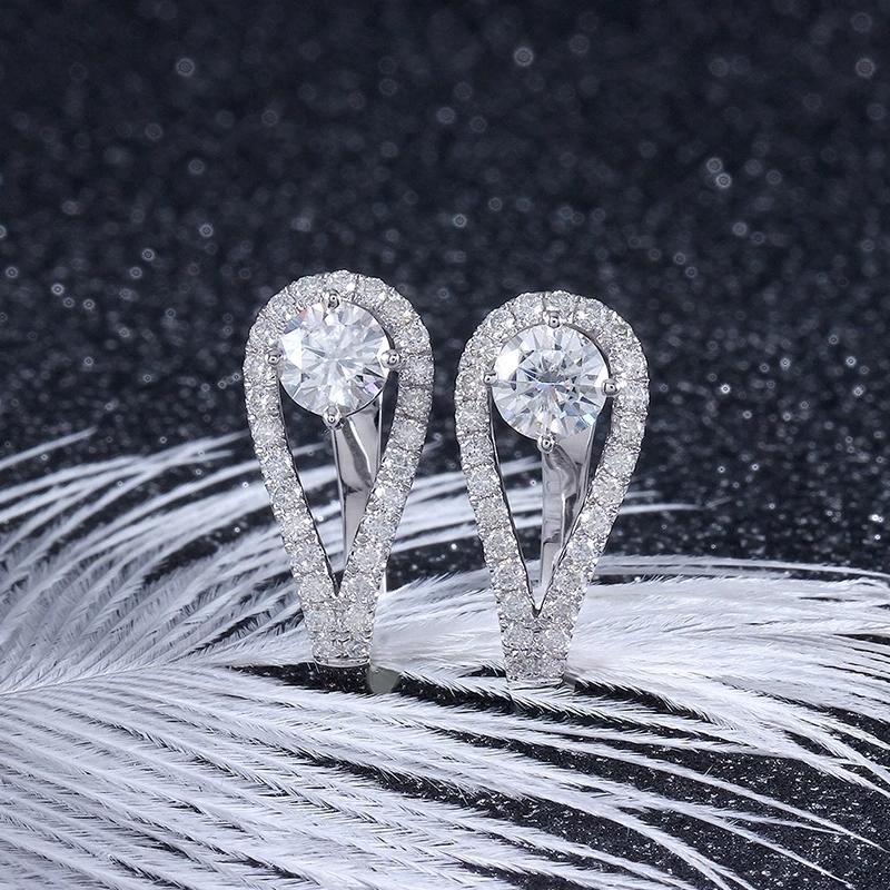 925 Sterling Silver Round Cut Cubic Zirconia Clip Earrings