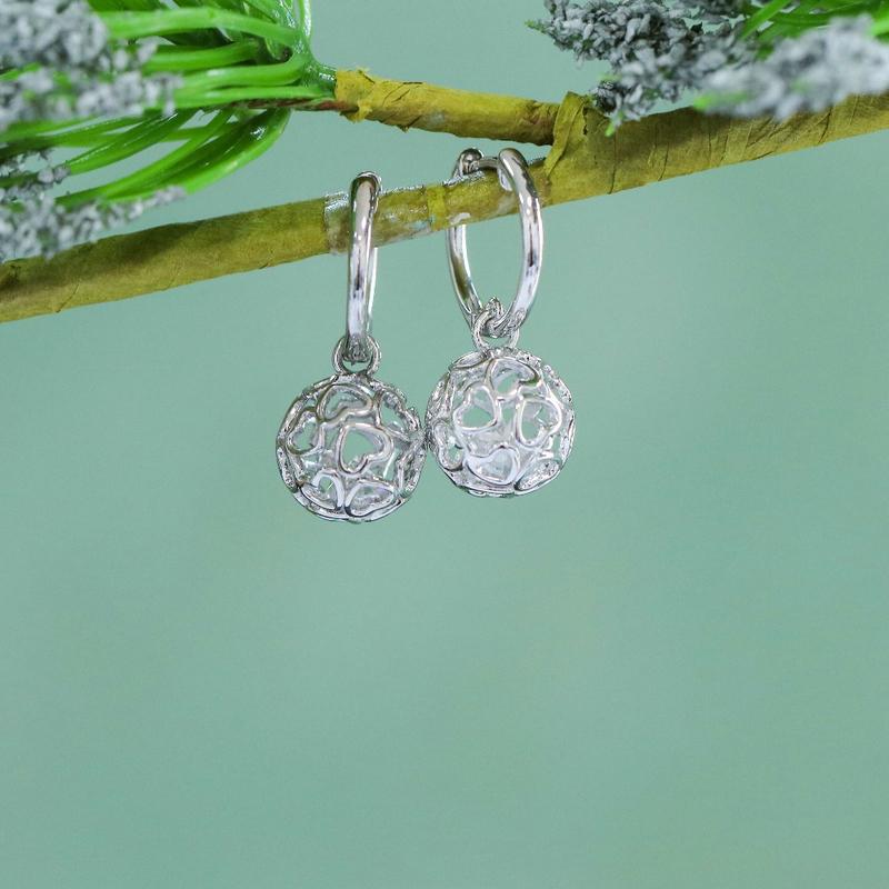 925 Sterling Silver Round Cut Cubic Zirconia Heart Shaped Earrings