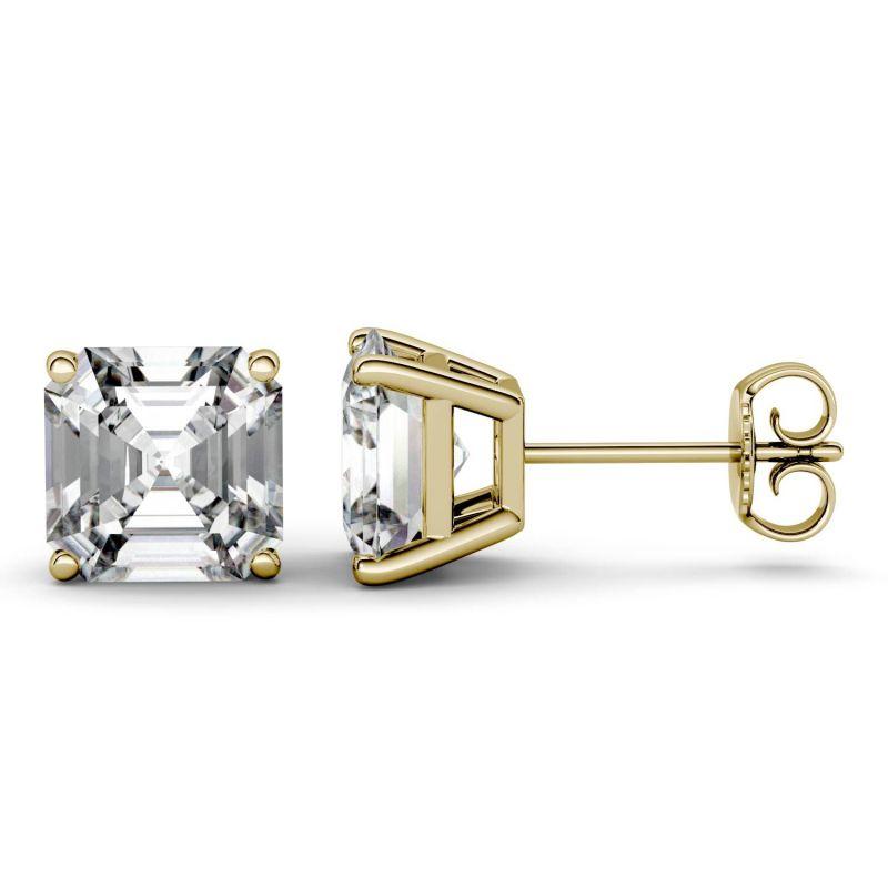 925 Sterling Sliver Asscher Cut Cubic Zirconia Four Prong Stud Earrings