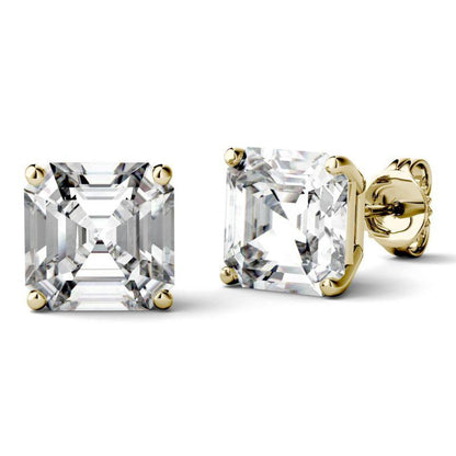 925 Sterling Sliver Asscher Cut Cubic Zirconia Four Prong Stud Earrings