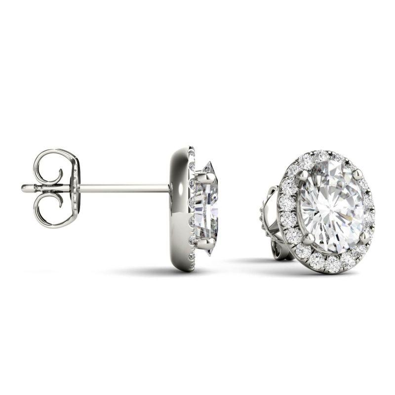 925 Sterling Sliver Oval Cut Cubic Zirconia Halo Stud Earrings