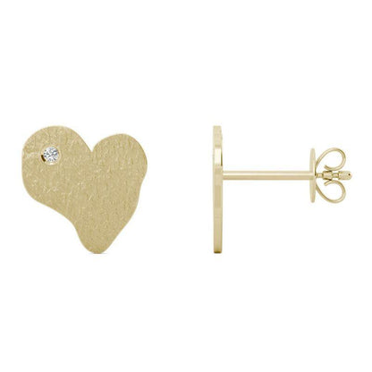 925 Sterling Silver Forever Cubic Zirconia Hammered Heart Stud Earrings