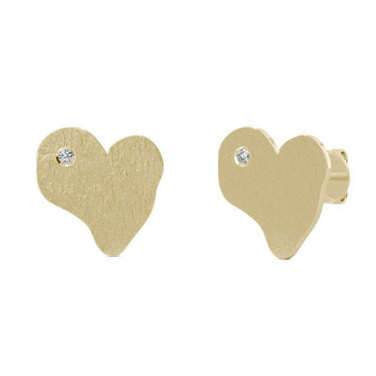 925 Sterling Silver Forever Cubic Zirconia Hammered Heart Stud Earrings