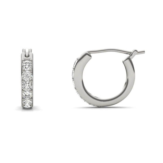 925 Sterling Silver Round Cut Cubic Zirconia Hoop Earrings