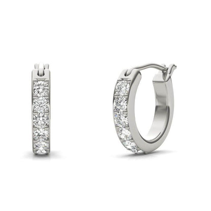 925 Sterling Silver Round Cut Cubic Zirconia Hoop Earrings