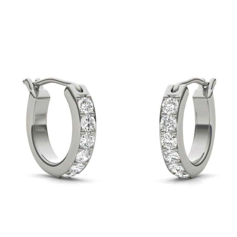 925 Sterling Silver Round Cut Cubic Zirconia Hoop Earrings