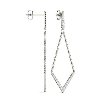 925 Sterling Silver Round Cut Cubic Zirconia Geometric Drop Earrings