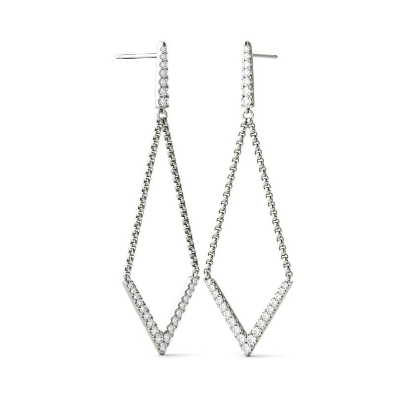 925 Sterling Silver Round Cut Cubic Zirconia Geometric Drop Earrings