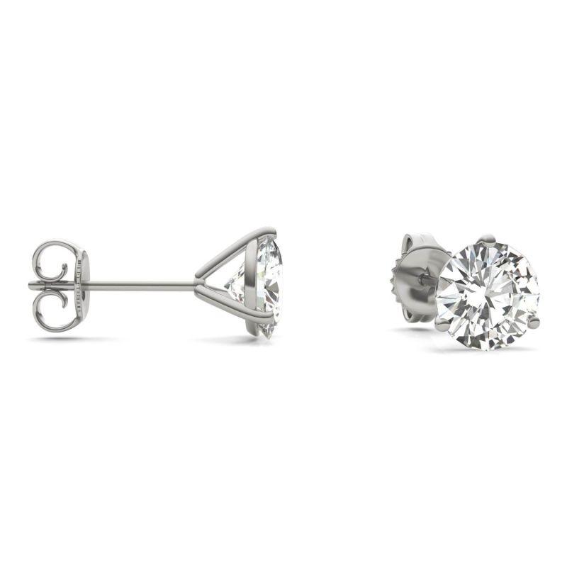 925 Sliver Sterling Round Cut Cubic Zirconia Three Prong Stud Earrings