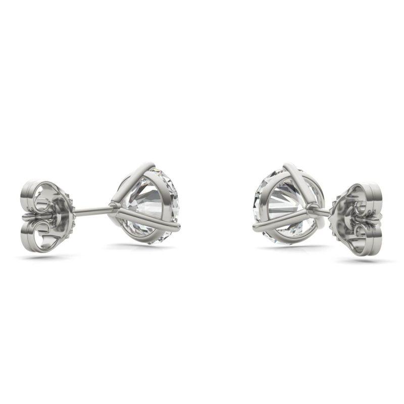 925 Sliver Sterling Round Cut Cubic Zirconia Three Prong Stud Earrings