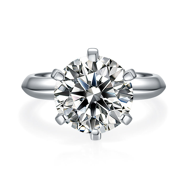 925 Sterling Silver Round Cut CZ 6 Prongs Solitaire Ring