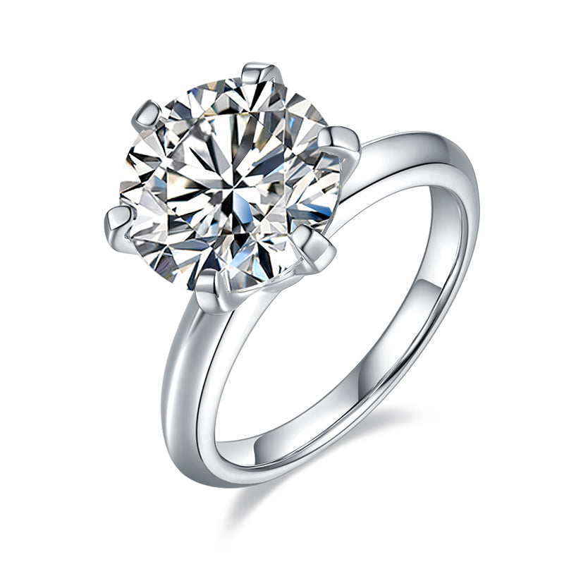 925 Sterling Silver Round Cut CZ 6 Prongs Solitaire Ring