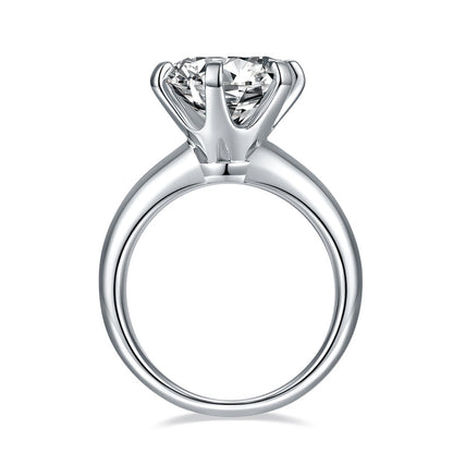 925 Sterling Silver Round Cut CZ 6 Prongs Solitaire Ring