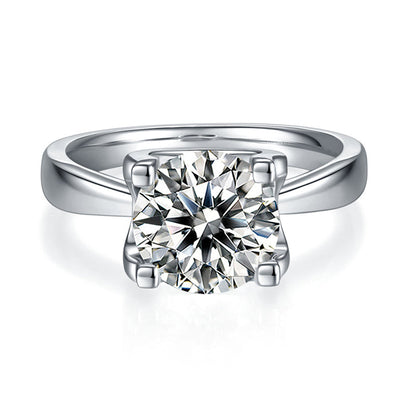 925 Sterling Silver Round CZ Solitaire Diamond Ring