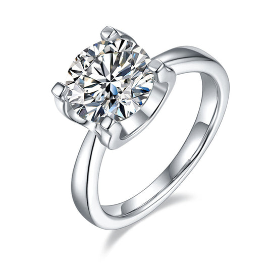 925 Sterling Silver Round CZ Solitaire Diamond Ring