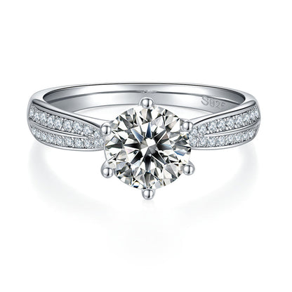 925 Sterling Silver Round Semi Pave CZ Diamond Ring