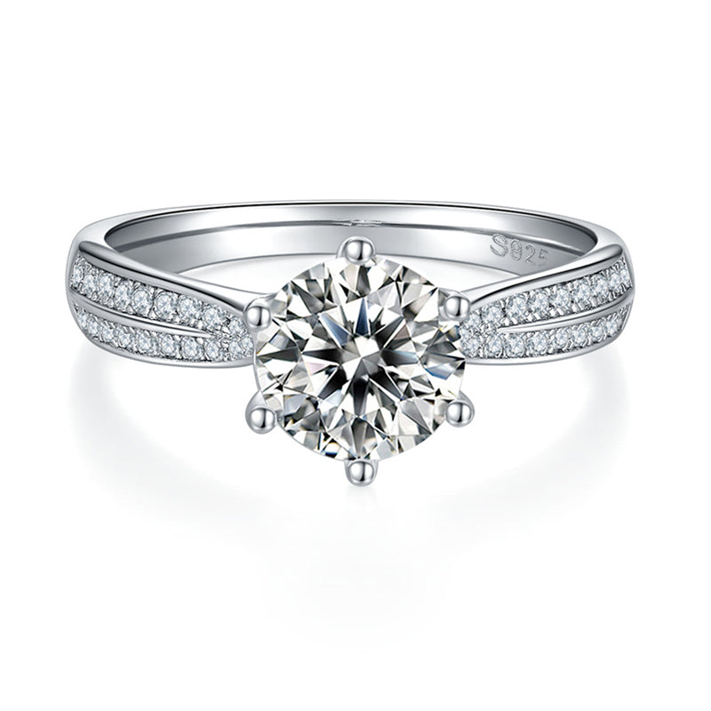 925 Sterling Silver Round Semi Pave CZ Diamond Ring