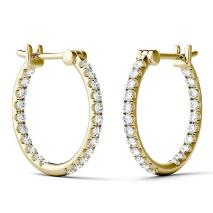 925 Sterling Silver Round Cut Cubic Zirconia Hoop Earrings