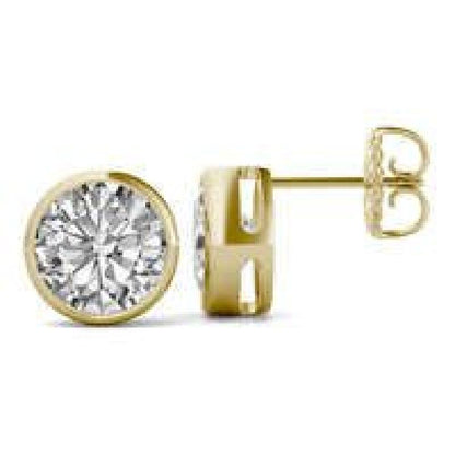 925 Sterling Silver Round Cut Bezel Setting Stud Earrings