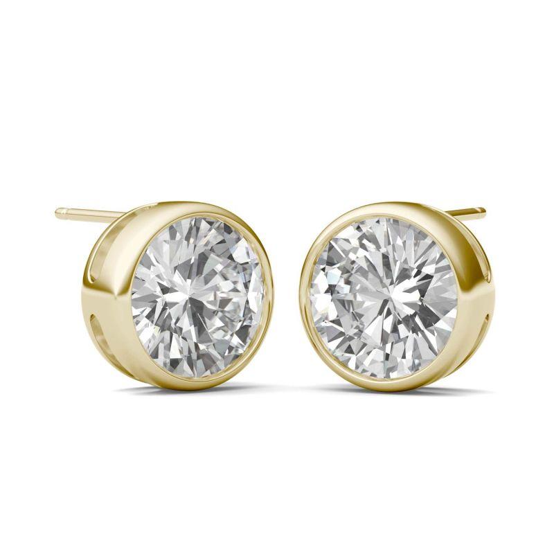 925 Sterling Silver Round Cut Bezel Setting Stud Earrings