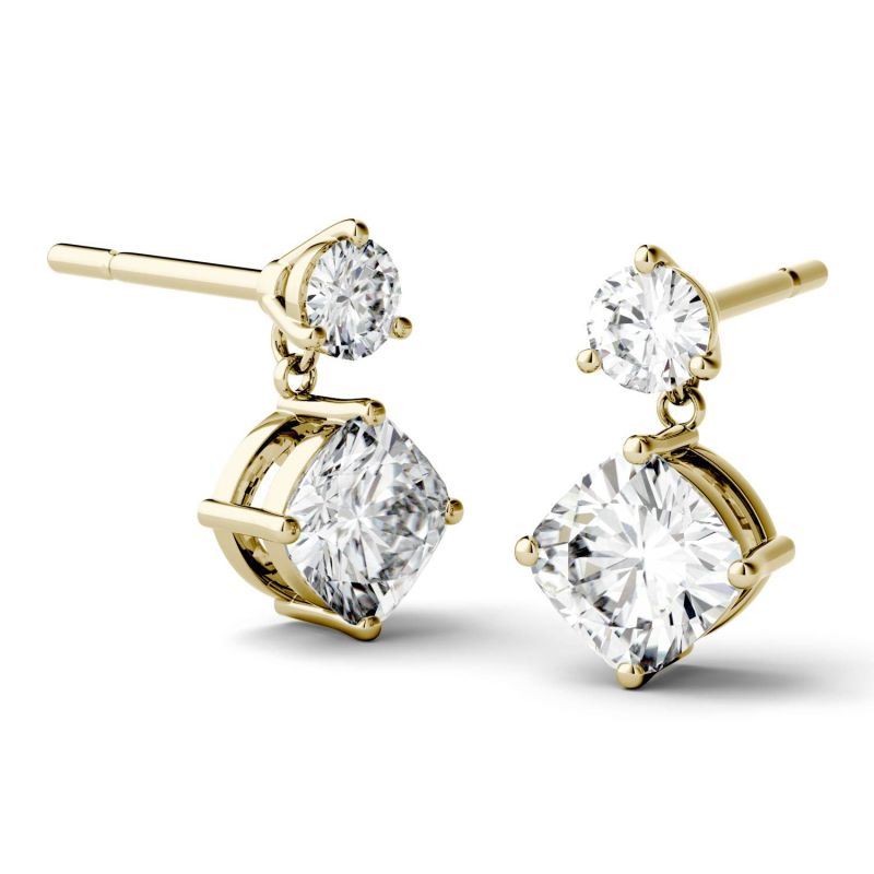 925 Sterling Sliver Cushion Cut Cubix Zirconia Drop Earrings