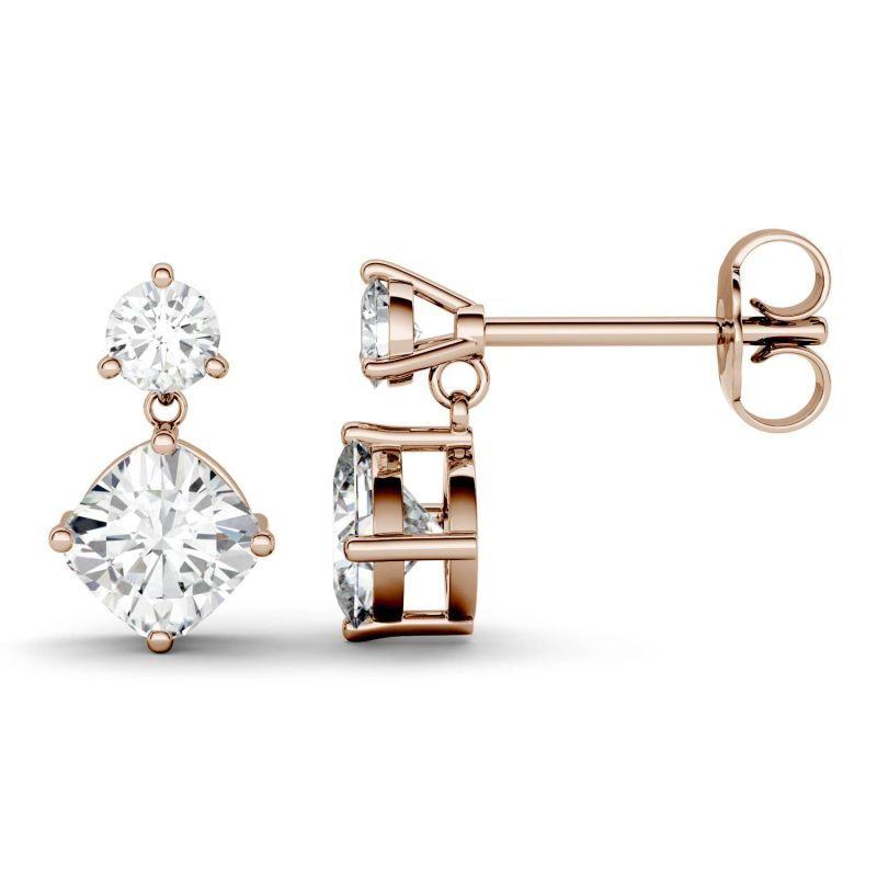 925 Sterling Sliver Cushion Cut Cubix Zirconia Drop Earrings