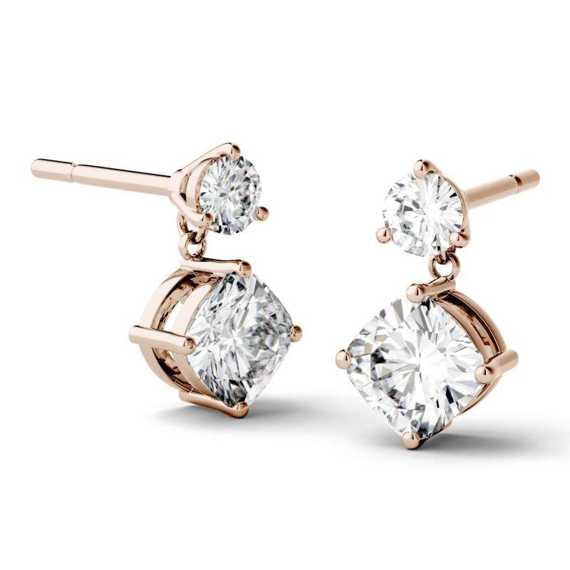 925 Sterling Sliver Cushion Cut Cubix Zirconia Drop Earrings