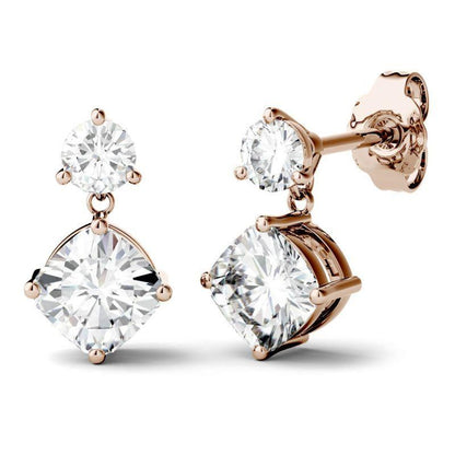 925 Sterling Sliver Cushion Cut Cubix Zirconia Drop Earrings