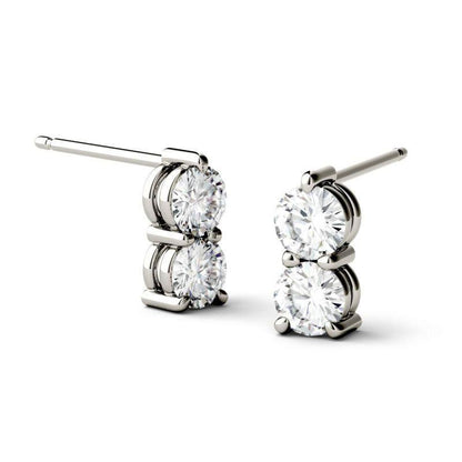 925 Sterling Sliver Round Cut Cubic Zirconia Drop Earrings