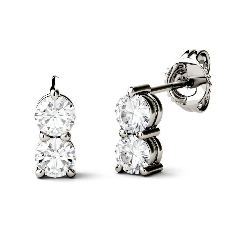 925 Sterling Sliver Round Cut Cubic Zirconia Drop Earrings