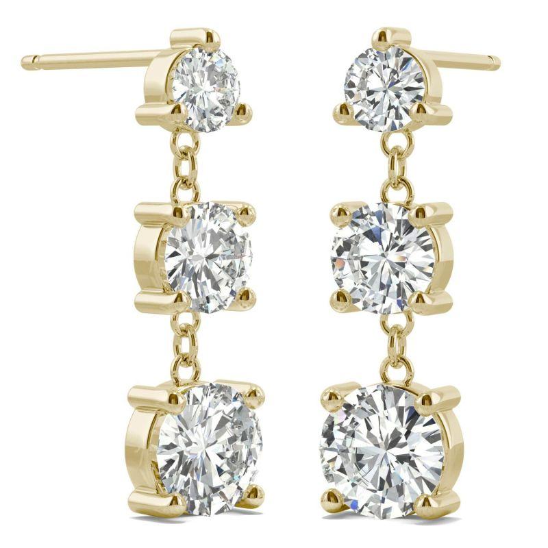 925 Sterling Sliver Round Cubic Zirconia Drop Earrings